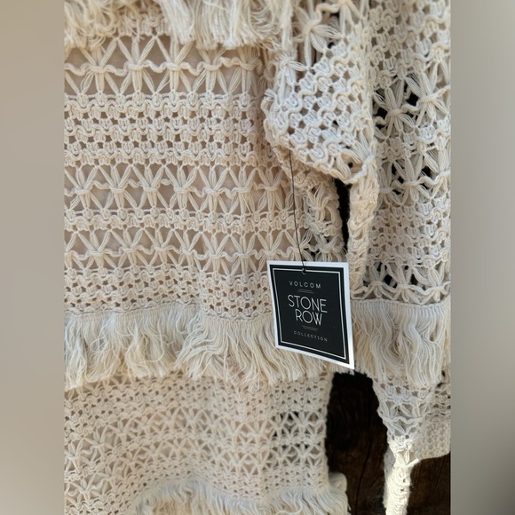 NWT Volcom Stone Row Cocoknit Dress Crochet Cream Bohemian Beach Knit Dress - Picture 7 of 10